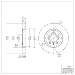 Audi A4 Brake Rotor (1) - Rear - R1 Concepts - Plain - `00-`09